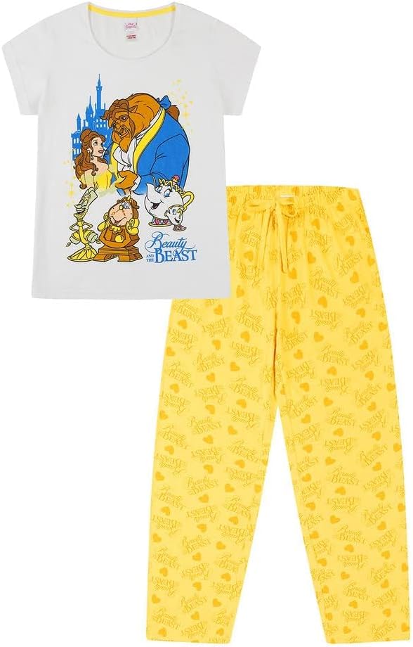 Womens Beauty and the Beast Long Cotton Pyjama Set Ladies PJ's