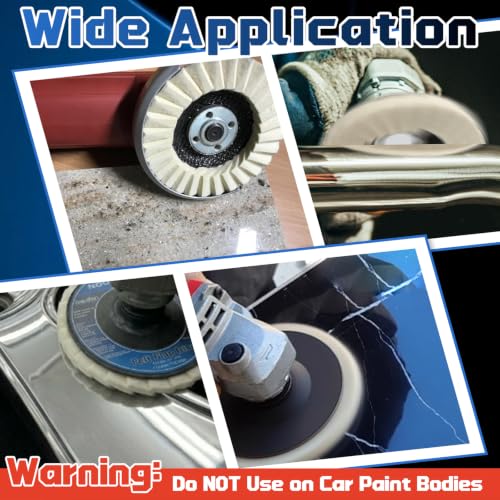 Image of 11 Pcs Wool Felt Disc Buffing Wheel & Polishing Compound | 4-1 /2 inch x 7 /8 inch Arbor Buffing Polishing Wheel for Angle Grinder Marble Metal Stone Stainless Steel Furniture Finish Mirror