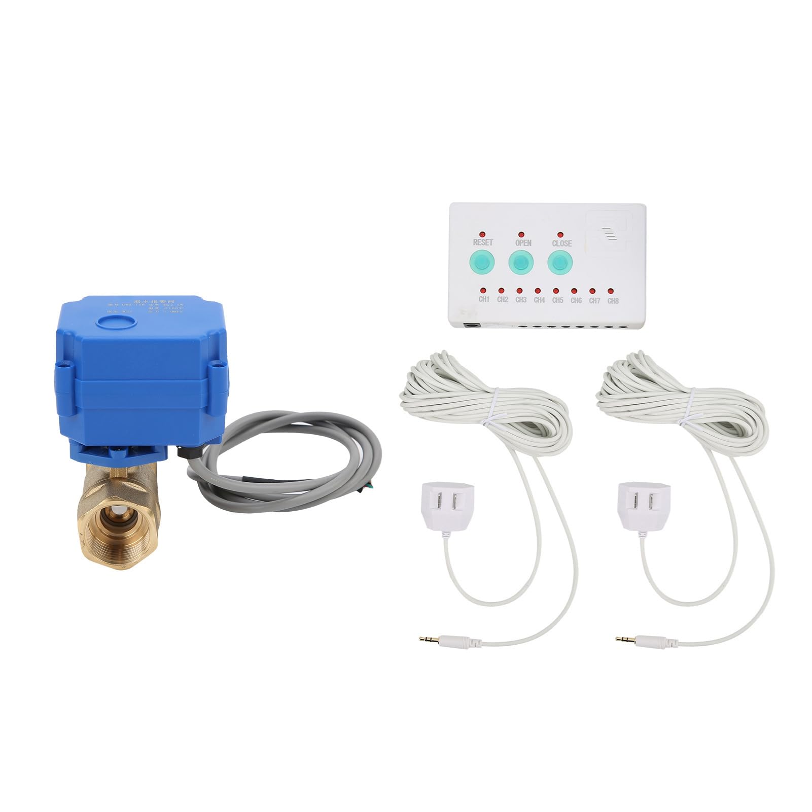 Detector de Fugas Torvex, Kit de de Alarma de detección de Fugas de Agua con válvula de Bola de latón Simple y Sensor para la protección de tuberías domésticas.