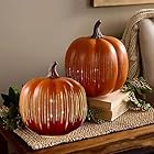 Set of 2 Illuminated Starry Night Glass Pumpkins | 2025 Halloween Twinkle Light Pumpkins Black | Fall and Thanksgiving Decor for Home Hallway Fireplace Mantel