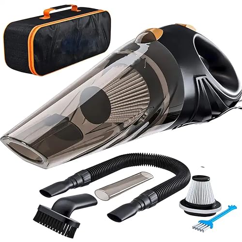 Car Vacuum Cleaner - Car Accessories - Small 12V High Power Handheld Portable Car Vacuum w/Attachments, 16 Ft Cord & Bag - Detailing Kit Essentials for Travel, RV Camper