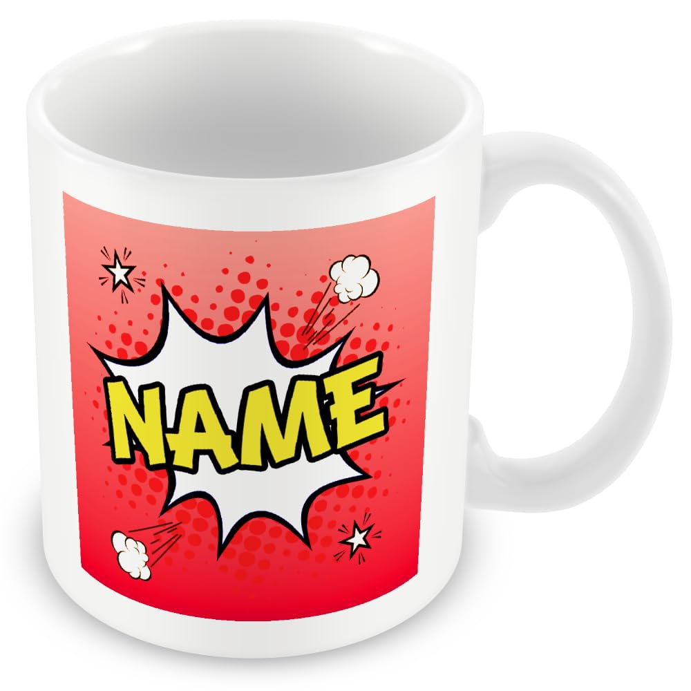 Personalised Comic Style Name Mug – Red – Add Custom Name