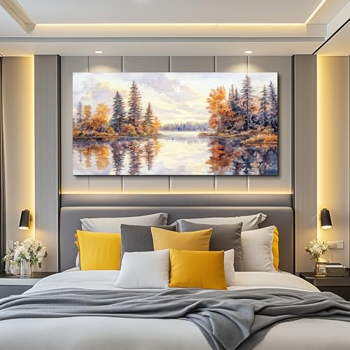 PHAOHUAXM Large Natural Landscape Wall Art For Dining Room Apartment Abstract Ink Landscape Painting Wall Decoration Living Room Bedroom Office Artwork Pictures Home Decoration Aesthetics 30x60 In