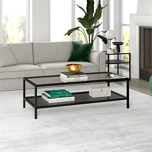 Henn&Hart 54" Wide Rectangular Coffee Table in Blackened Bronze, Modern coffee tables for living room, studio apartment essentials