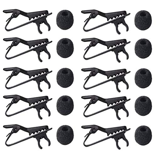 Milisten Lavalier Microphone Lapel Mic Clips Metal Tie Clip Foam Microphone Covers Windscreen Shield Lapel Microphone Replacement Kit 10PCS