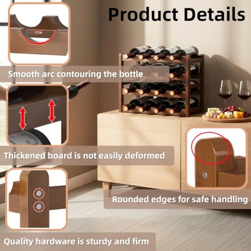 Wine Rack, 4 Tier 16 Bottles Wine Holder Free Standing, Wine Storage Holder, Bottles Holder, for Countertop, Home, Home Decorations, Bar, Shelves, Kitchen - Image 4