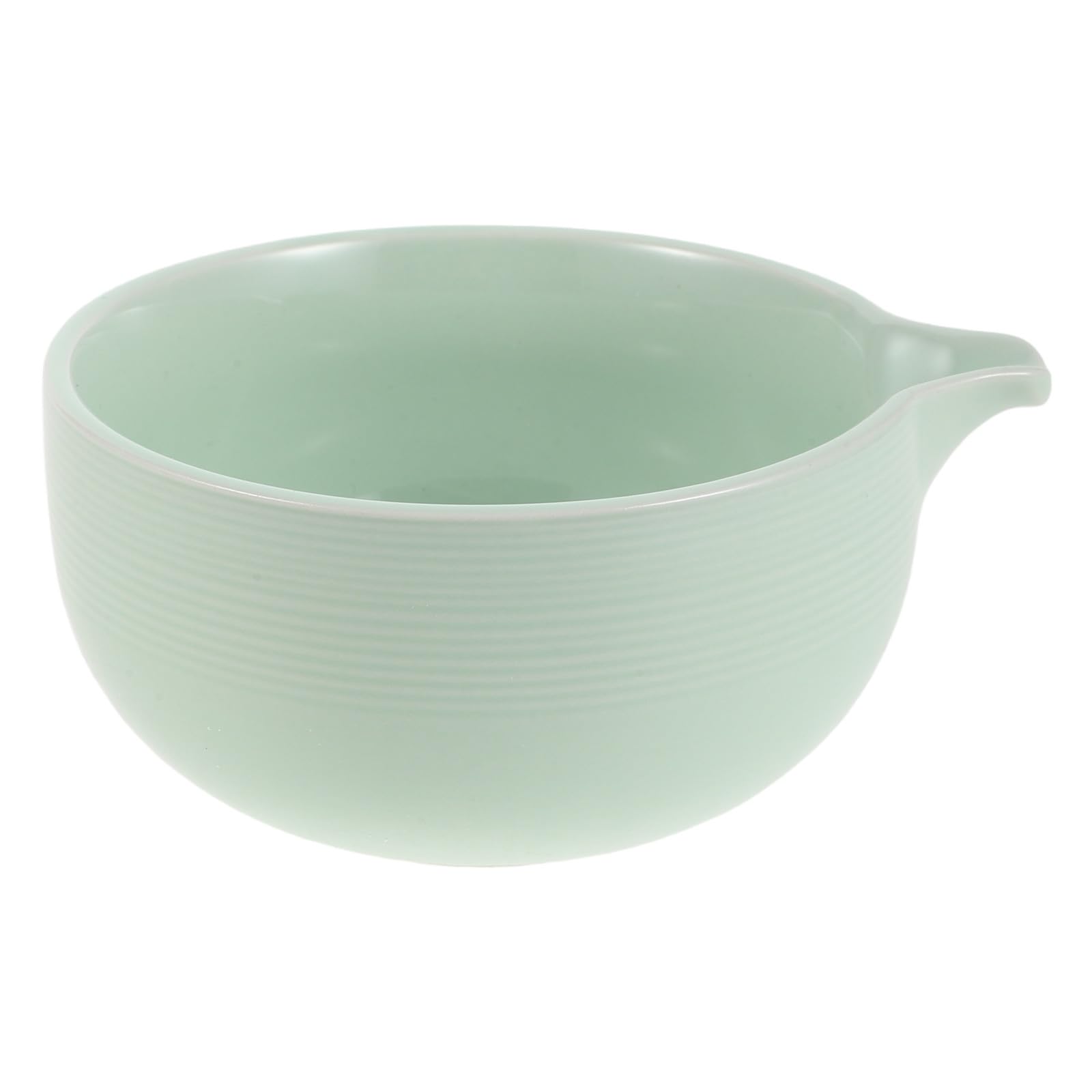 Ciotola Giapponese per Matcha con Beccuccio 550ml Ceramica | Verde, Bocca Ampia e Fondo Profondo, Lavabile in Lavastoviglie e Microonde, per Cerimonia del Tè