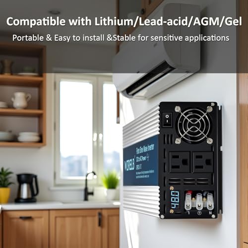 Image of WZRELB 3000W Pure Sine Wave Inverter 48V DC to 110V 120V AC Power Converter with LED Display, Hardwire Terminal,Off-Grid Portable Power Inverter with Dual AC Outlets for Home, RV, Truck, Camping