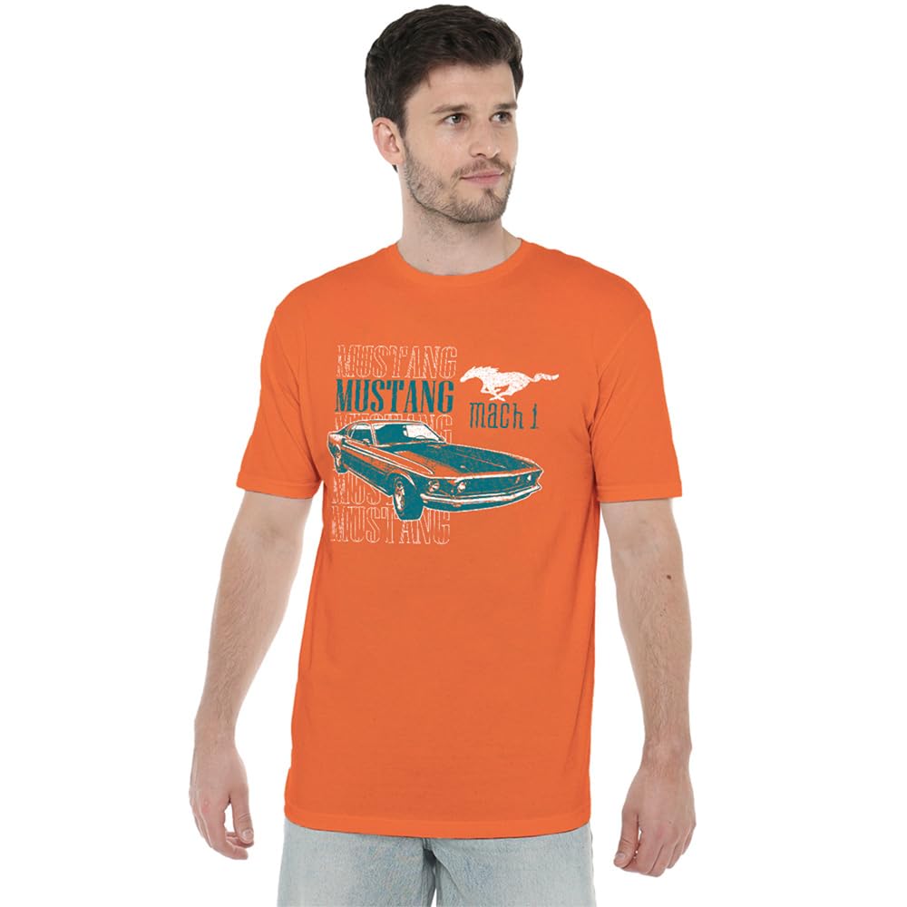 Ford Mustang Mach 1 Repeat Unisex T Shirt, Orange, XX-Large