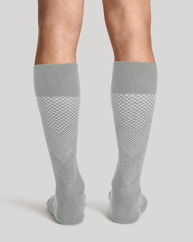 Easy-On Men's Over-the-Calf Compression Socks – Easy-On Soothing Compression, Mesh Ventilation & Copper Znergy Anti-Odor