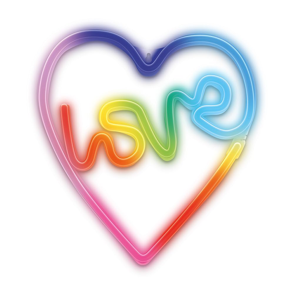 Neon LED RGB Love in the Heart Sign Light USB LED Light Home Light Sign Night Light Love in the Heart Colour Changing on the Remote Control Decorative Wall Lights Bedroom Decoration