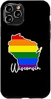 Vista 10 de Funda para iPhone 14 Wisconsin Map USA State Wisconsin Rainbow Flag Pride Month