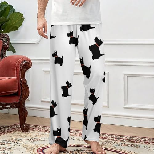 Scottish Terrier Dog Pajama Pants with Pockets Print Loungewear Bottoms Soft Sleep Pants for Men Women3