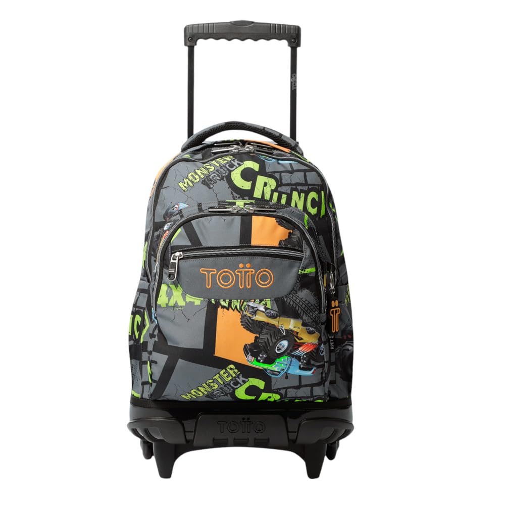 TOTTO - Mochila Escolar con Ruedas, Modelo Renglones, Capacidad 26,21 Litros, Bolsillo para PC 14", Bolsillo para Botella, Correas en S para Mayor Comodidad, Resistente