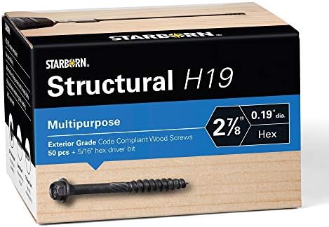 Starborn Structural H19 Multi-Purpose Hex Head Wood Screw - Pack of 50-2-7/8"