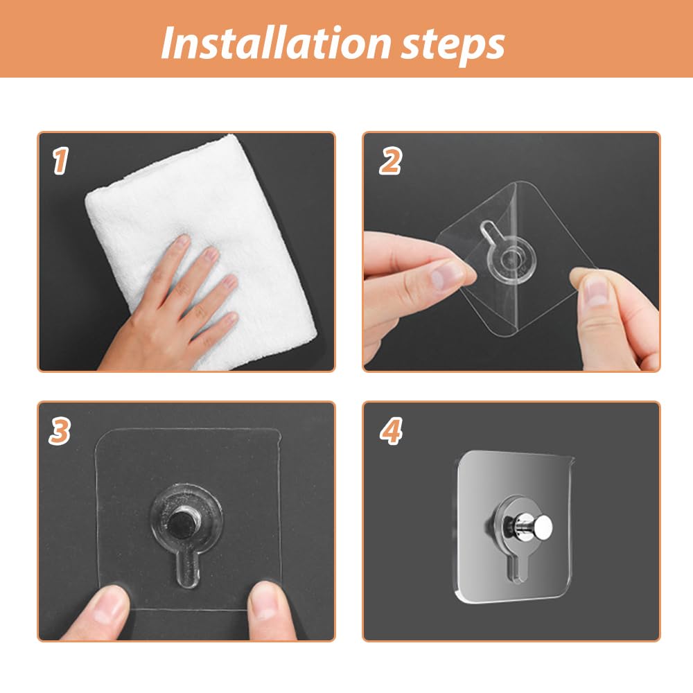 Kruggo Ganchos adhesivos sin taladro, ganchos de pared para colgar fotos, sin clavos, ganchos de pared adhesivos para cocina, baño, hogar (12 unidades, 2.36 x 2.36 pulgadas)