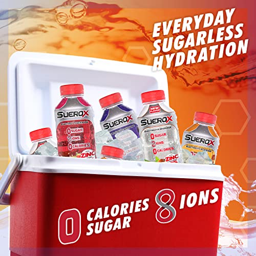 Suerox Zero Sugar Electrolyte Drink For Hydration And Recovery, Unique Blend Of Electrolytes & 8 Ions, Zero Calorie Sports Drink, 21.3 Fl Oz, Tropical Pack, 12 Count #TOP1