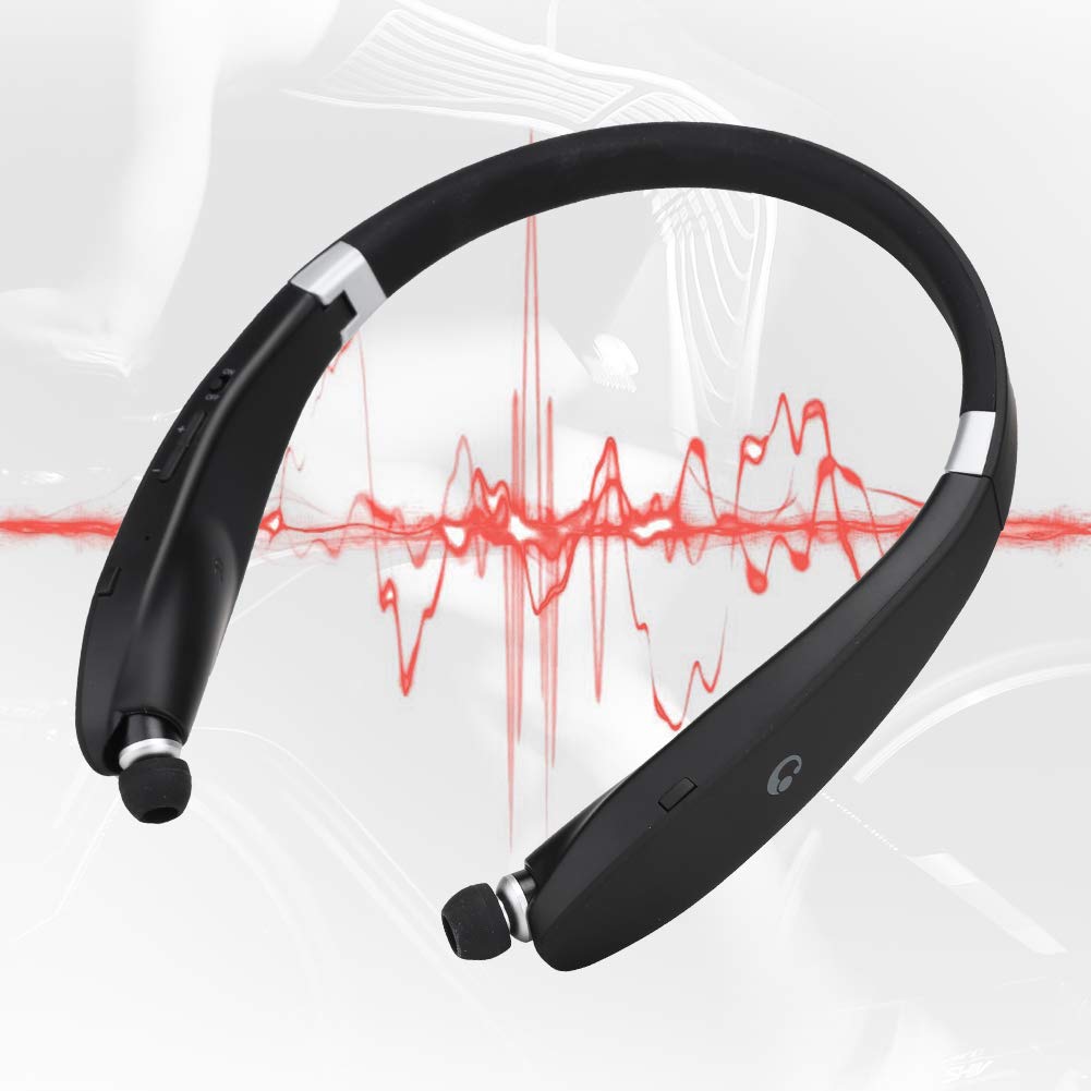 Auricolare Wireless Retrattile Pieghevole Sxhlseller, Cuffia Portatile, qualità del Suono Chiara, Auricolare Wireless per Lo Sport (#1) - Bluetooth 5.0, Nero