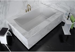 Bowery Hill Modern 72x32 Rectangular Undermount Bathtub, White Acrylic High-Gloss Finish, Heat Retention, Scratch-Resistant, Water-Efficient Design, Seamless Bathroom Installation, Easy to Clean
