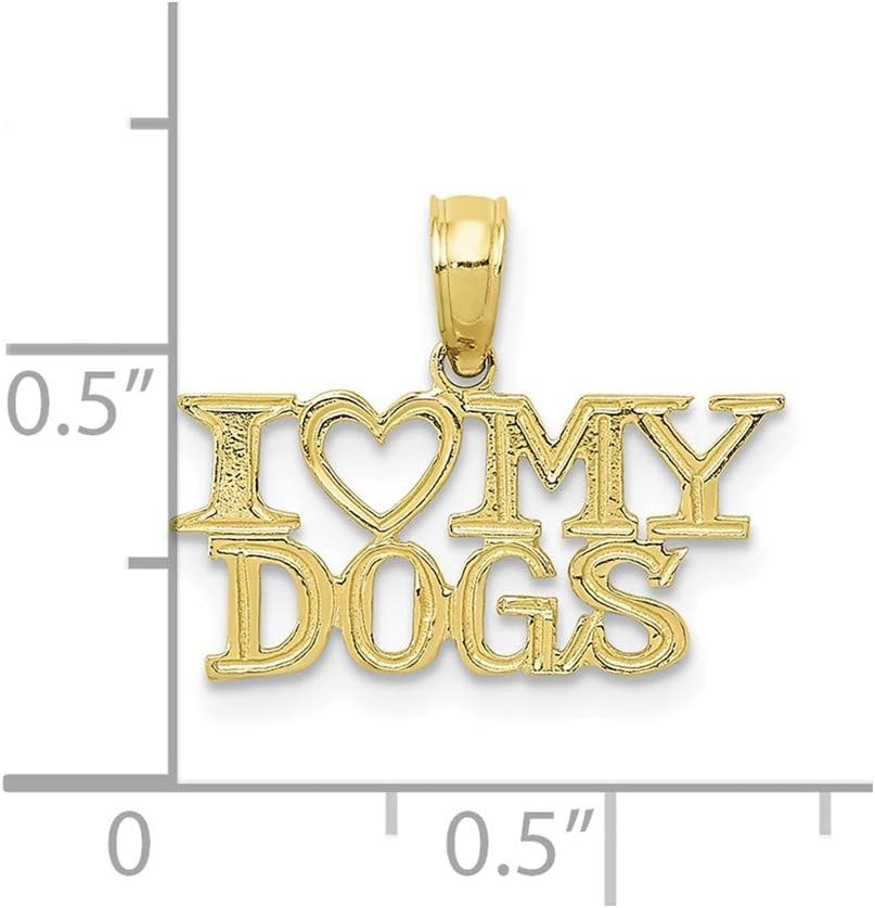 10K Yellow Gold I Heart My Dogs Small Charm Pendant
