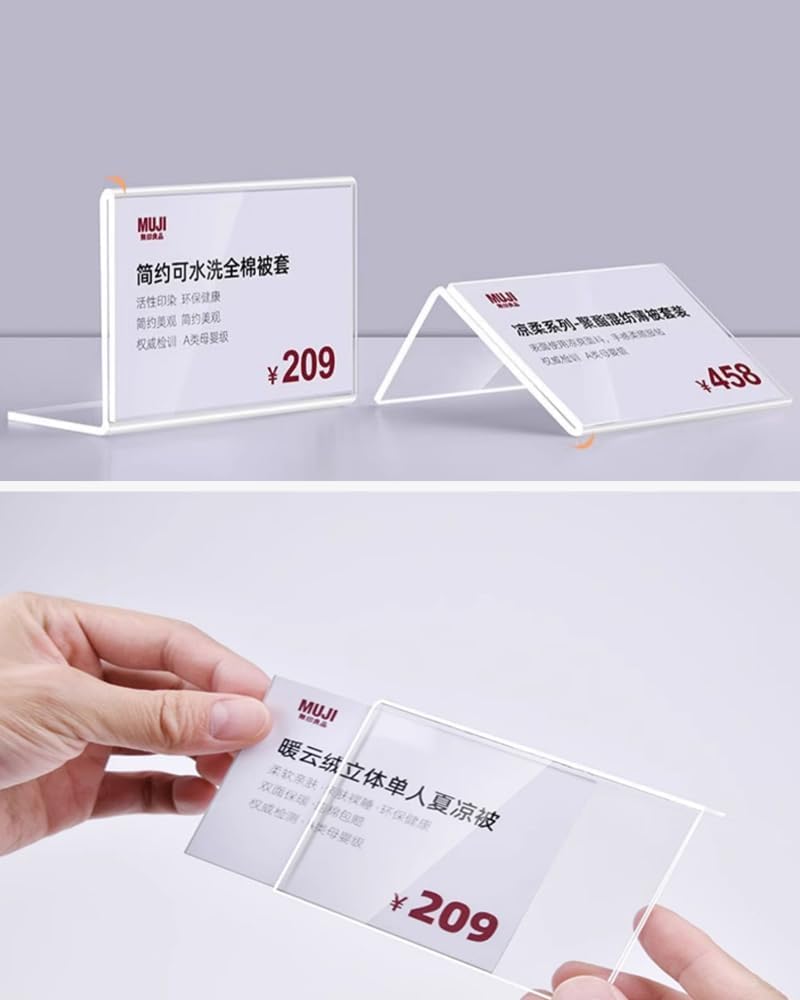 Self Adhesive Label Holder Acrylic Price Tag Displays Sign Holder L-Shape Table Top Sign Stand 10 Pack (60*40mm/2.36*1.57inches) - Image 7