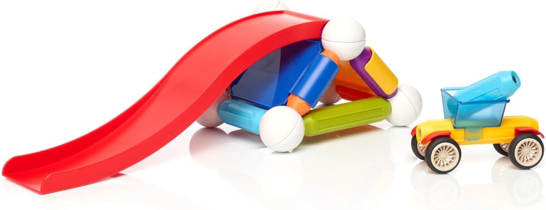 SmartMax Stunt Cars (Basic Stunt) STEM Magnetic Discovery Building Set with Moving Vehicles Featuring Safe, Extra-Strong, Oversized Building Pieces for Ages 3+ - Image 6