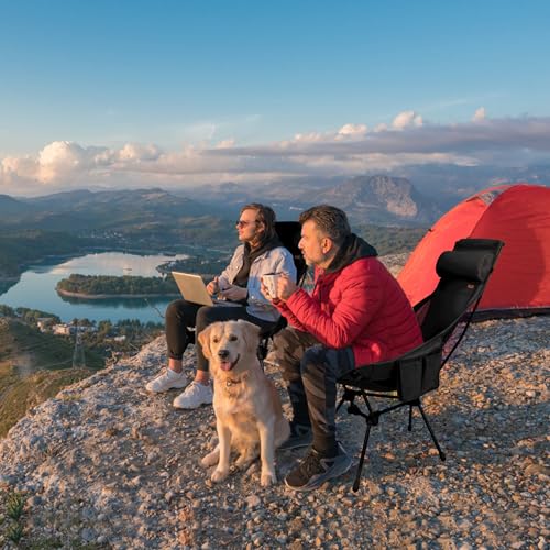 TOBTOS High Back Camping Chair, Lightweight Camping Chair with Headrest, Stable Portable Folding Chair for Outdoor Camp, Hiking, Backpacking(Black) - Thumbnail 5