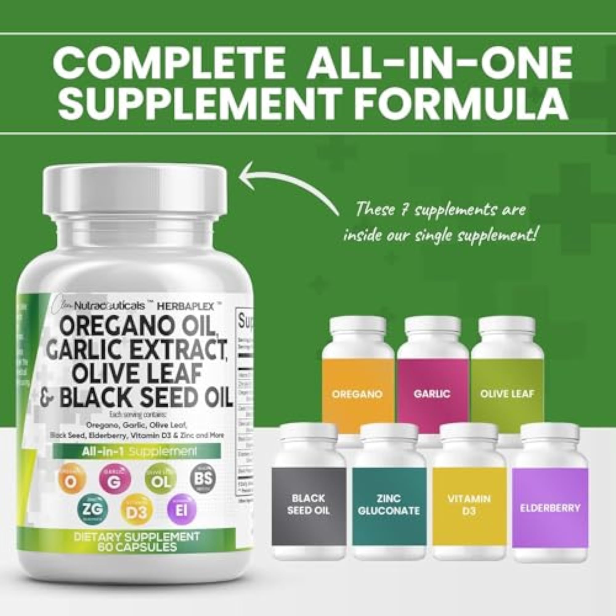 Oregano Garlic Olive Leaf Extract Supplement