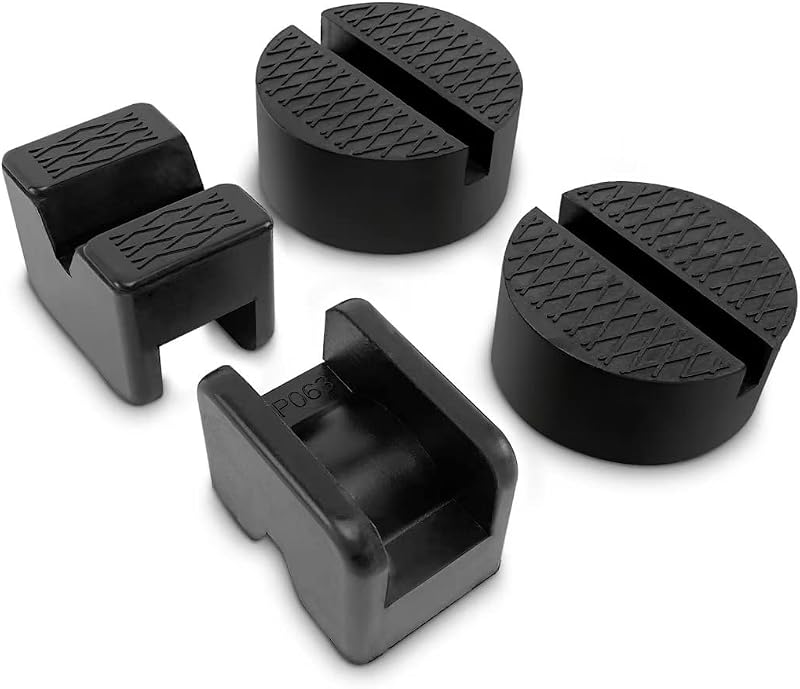 Rubber Jack Pad Pinch Weld Adapter, Universal Slotted Frame Rail Protector for Floor Jack Stands, Jack Pads Extension and Protection, 4 Packs