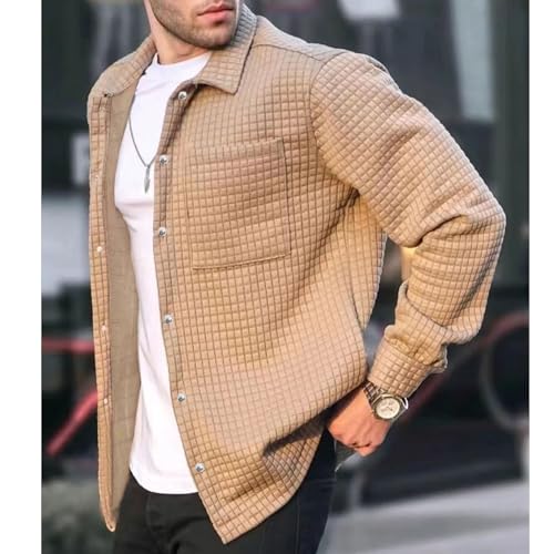 Men's Jacket Plus Size Cardigan Small Square Casual Coat Shirt3