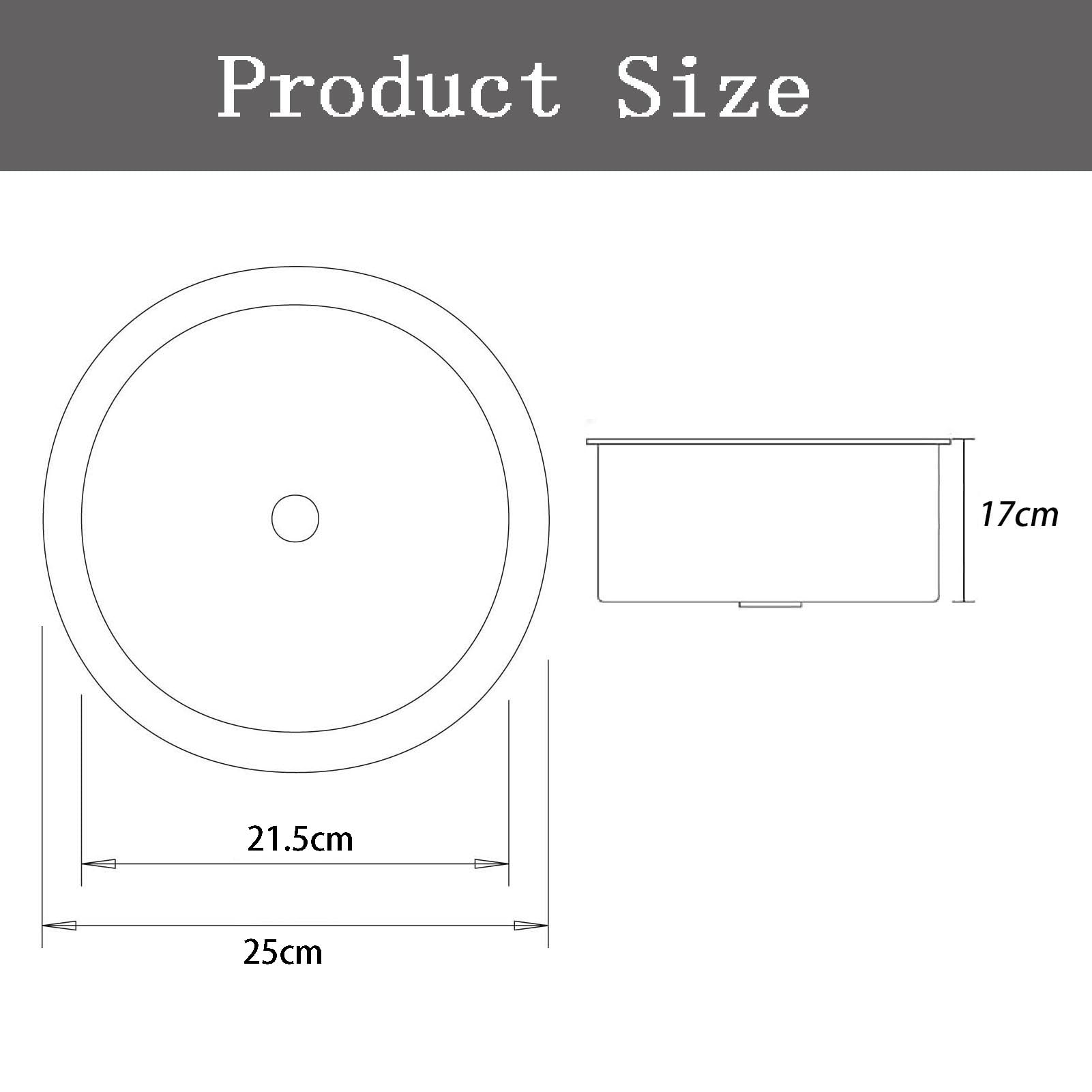 Fregadero de acero inoxidable con 1 cuenco redondo negro con juego de desagüe, instalación empotrable o inferior (Ø 25 cm), esencial para la cocina moderna