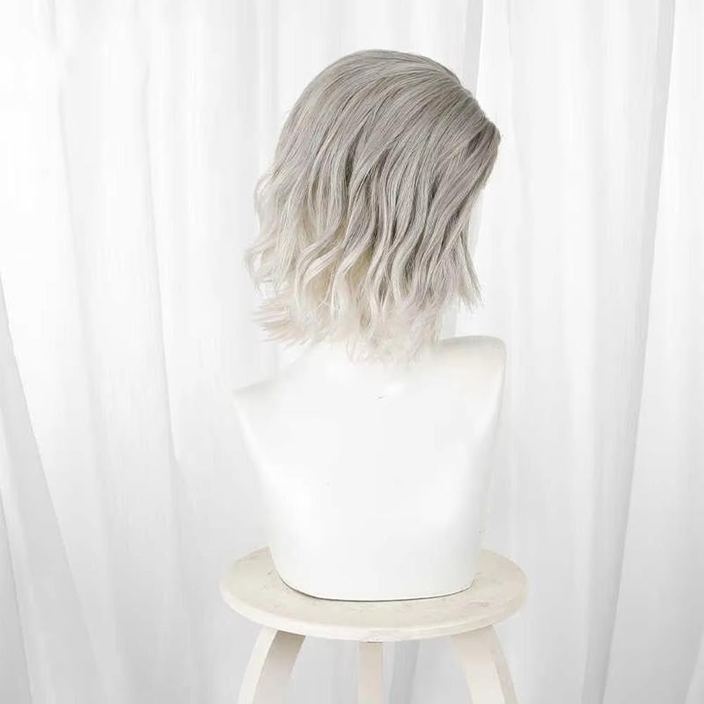 Haarpflege Frauen Platin Gradient Kurze Lockige Haare Hitzebeständige Perücke Für Cosplay