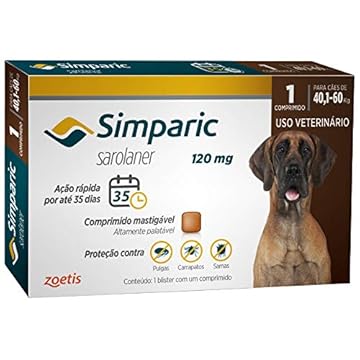 Antipulgas Zoetis Simparic 120 Mg Para Cães 40,1 A 60 Kg
