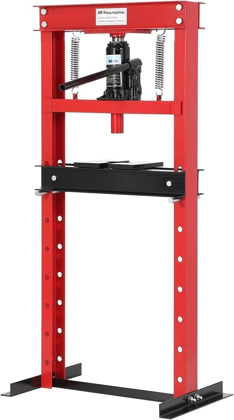 20 Ton Hydraulic Press, Heavy-Duty Shop Press, Adjustable Garage Floor Shop Bearing Press with Stamping Plates for Garage Bending, Straightening & Stamping