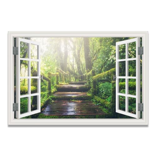 Cuadro lienzo efecto ventana de montañas para una decoración moderna del hogar de 20x30cm