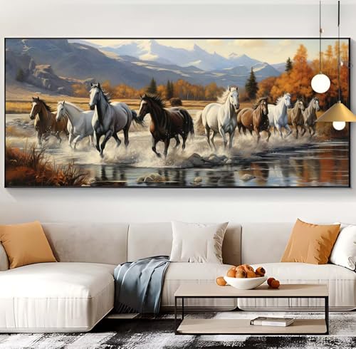 Diamond Painting cheval au bord du lac pour décorer le salon en grand format