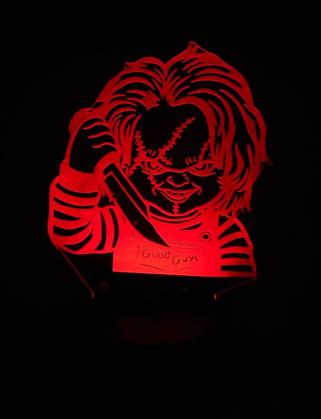 WS Designs Child's Play Classic Horror Movie Chucky Bust Laser Engraved 3D Effect Acrylic LED Desk Top Night Lamp Studio Ghibli Anime