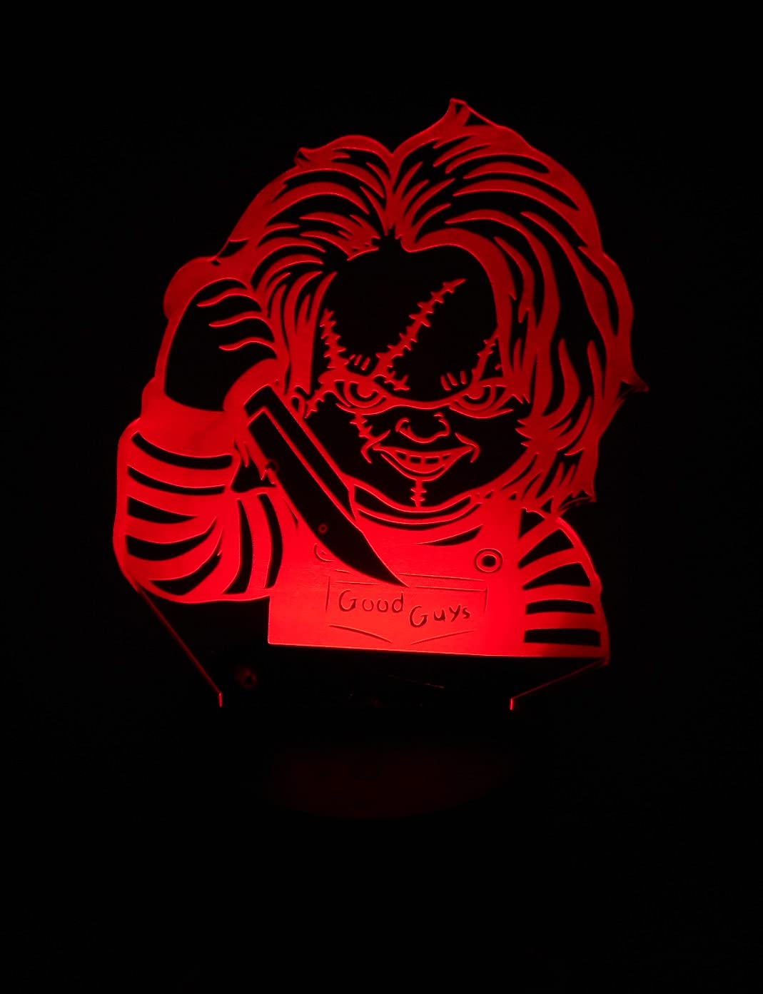 チャイルドプレー　チャッキーLEDライト　サイン WS Designs Child's Play Classic Horror Movie Chucky Bust Laser