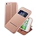 Nouske Swipe Case for iPhone 7 iPhone 8 with Stand/Window View/Magnetic Closing/TPU bumper/Flip Full Cover Rose Gold