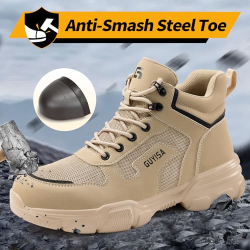 Image of Steel Toe Work Shoes for Men, Lightweight Safety Shoes with Puncture Resistant Midsole, Comfortable Protective Work Shoes for Warehouse Factory Light Construction