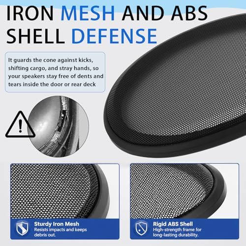Salior 2PCS Universal 6x9 Speaker Covers,Sturdy Subwoofer Cover Grille with Metal Mesh & ABS Frame for Protect Damage,Oval Speaker Grill Covers with 8 Screws for Car Truck Home Audio — view 4