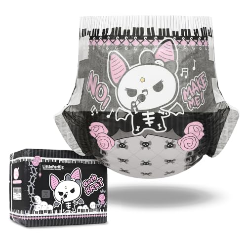 Image of Littleforbig Ultra Absorbent 7000 mL Adult Printed Diaper 10 Pieces - Goth Brat (X-Large 48 inch-56 inch)