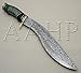 AAHP - 144, 15.25 Inches Handmade Damascus Kurki Knife with Approx 10.25 inch Blade Made of 100% Real Damascus Steel, Approx 5 inch up of Pakka Wood Handle with Brass Rings