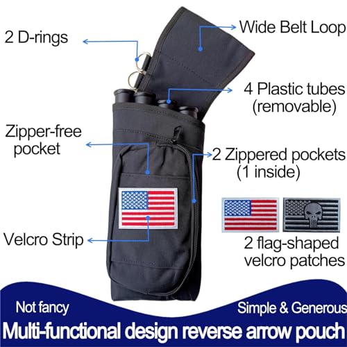 CCFREELIFE Hip Quivers For Archery, 4 Arrow Tubes, Each for Arrows up to 27in, Nylon Archery Quiver Hip For Left Or Right-Handed Archers, Great For Youth & Adults, Idea For Archery Shooter (black) - Thumbnail 4