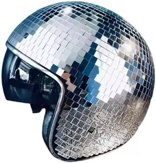 Disco Ball Helmets Full Classic Disco Ball Helmets Disco Ball Hat for Cowboy Cowgirl Party Clothing Accessory (Silver)