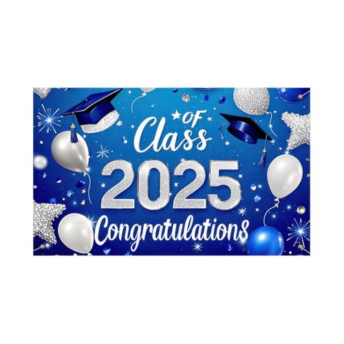 Image of BlissYard Graduation Banner Outdoor Backdrop Class of 2025 Congrats Grad Banner Grad Party Decoration, 71x43 Inches Congratulations for Graduation Celebration