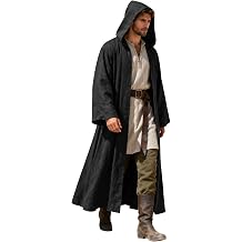 Men's Medieval Hooded Robe Cloak for Jedi Sith Wizard Cosplay