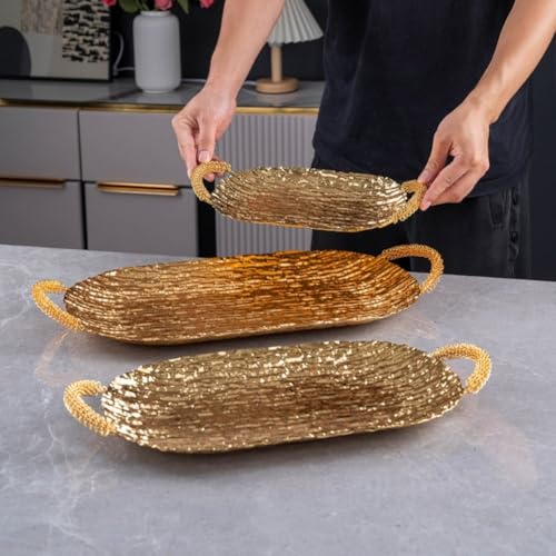 Plateau de table basse en fer forgé dore pour decoration moderne - 8