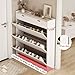 Modern Slim Shoe Rack - 3-Tier Wooden Storage Cabinet for All Shoe Types, Ideal for Hallway, Doorway, Balcony & Living Room - Stylish White Design (80x17x120cm)