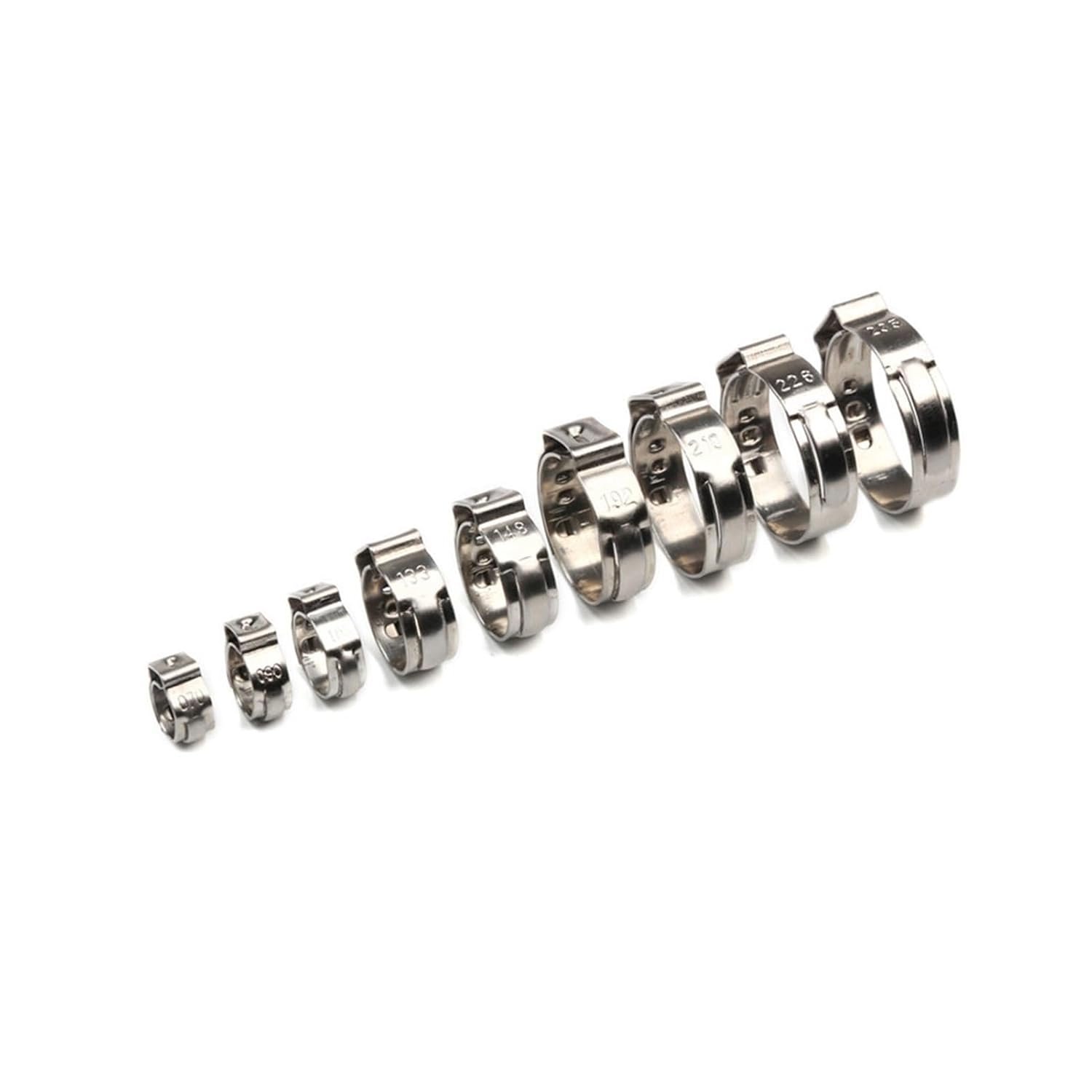 130pcs Single Ear Stepless Hose Clamps +1PC Hose Clip Clamp Pliers 7-21mm 304 Stainless Steel Hose Clamps Cinch Clamp Rings (Size : 130pcs)